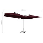 vidaXL Parasol double avec mât en acier 250 x 250 cm Rouge bordeaux