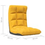 vidaXL Chaise pliable de sol Jaune moutarde Tissu