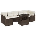 Ensemble de 8 pièces avec coussins de jardin Marron en Poly Rotin