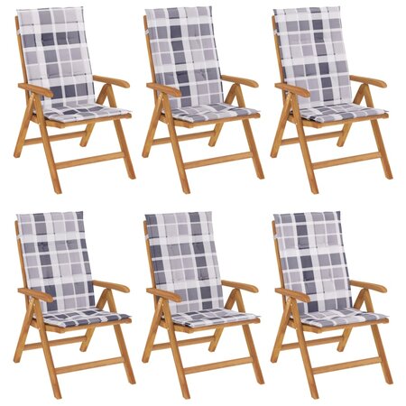 vidaXL Chaises de jardin inclinables et coussins lot de 6 bois teck