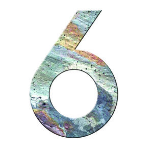 Numéro 6 - Numéro adhésif pour boîtes aux lettres- Pierre véritable 50 mm LAVE