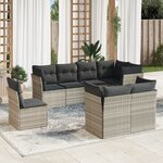 vidaXL Salon de jardin 8 Pièces avec coussins gris clair résine tressée