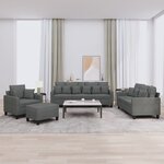 vidaXL Ensemble de canapés 4 Pièces coussins gris foncé tissu
