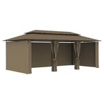 vidaXL Belvédère avec rideaux 600x298x270 cm Taupe 180 g/m²