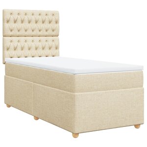 vidaXL Sommier à lattes de lit avec matelas Crème 100x200 cm Tissu