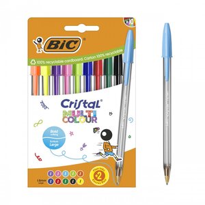 BIC Stylo à bille Cristal Large Multicolor sachet de 10