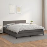 vidaXL Sommier à lattes de lit avec matelas Gris 180x200 cm Similicuir