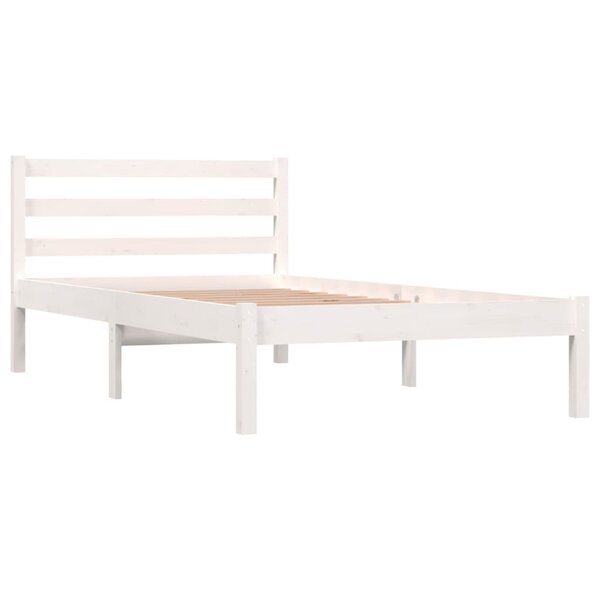vidaXL Cadre de lit Bois de pin massif 90x190 cm Blanc simple