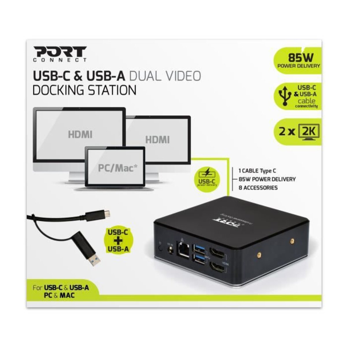 PORTDESIGNS Station d'accueil USB-A & USB-C - 2x 2K - 2x HDMI - La Poste