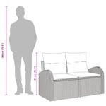 vidaXL Canapé de jardin 2 places avec rangement et coussins gris clair en rattan poly