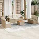 vidaXL Salon de jardin avec coussins 8 Pièces beige résine tressée