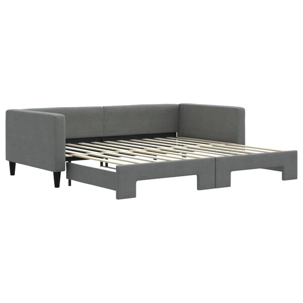 vidaXL Lit de jour avec lit gigogne gris foncé 100x200 cm tissu