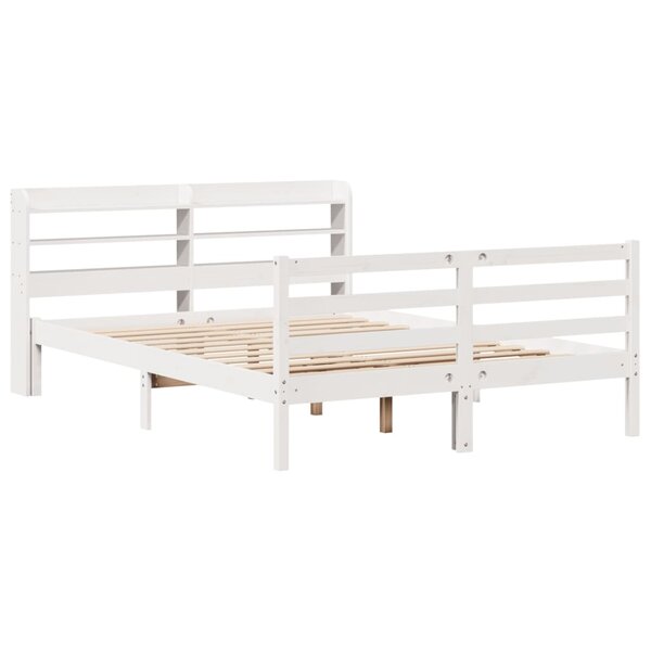 vidaXL Cadre de lit avec tête de lit blanc 160x200 cm bois pin massif
