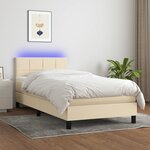vidaXL Sommier à lattes de lit avec matelas LED Crème 90x190 cm Tissu