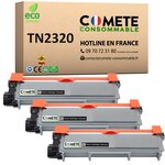 TN2320 - 3 Toners Compatible avec Brother TN2320 Noir - COMETE