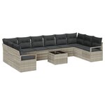 Set de canapé de jardin vidaXL 11 pièces avec coussins Gris Rattan Poly
