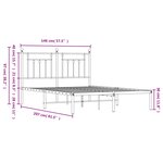vidaXL Cadre de lit métal sans matelas et tête de lit blanc 140x200 cm