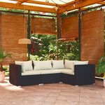 vidaXL Salon de jardin 4 Pièces avec coussins Résine tressée Noir