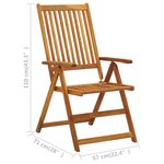 vidaXL Chaises inclinables de jardin 3 Pièces Bois solide d'acacia