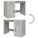 Bureau table poste de travail meuble d'ordinateur informatique étude 100 x 49 x 75 cm bois d'ingénierie gris 02_0023824