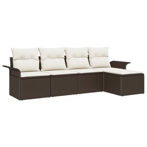 Ensemble de Canapés de Jardin vidaXL 5 pièces avec Coussins Marron en Poly Rattan