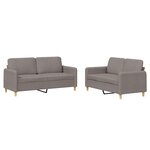 vidaXL Ensemble de canapés 2 Pièces avec coussins Taupe Tissu