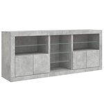 vidaXL Buffet avec lumières LED gris béton 162x37x67 cm