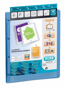 Classeur 4 anneaux personnalisable POLYVISION dos 30 mm Bleu OXFORD