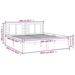 vidaXL Cadre de lit Gris Bois de pin massif 200x200 cm