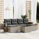 vidaXL Salon de jardin avec coussins 7 Pièces gris clair résine tressée