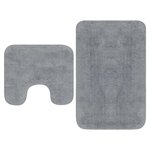 vidaXL Tapis de salle de bain 2 Pièces Tissu Gris