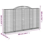 vidaXL Paniers à gabions arqués 2 Pièces 300x30x160/180 cm fer galvanisé