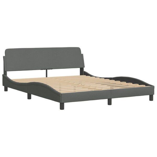 vidaXL Cadre de lit sans matelas gris foncé 160x200 cm tissu