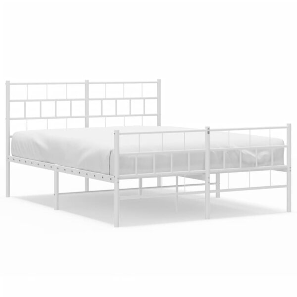 vidaXL Cadre de lit métal avec tête de lit/pied de lit blanc 140x190cm
