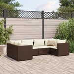 vidaXL Salon de jardin 6 Pièces avec coussins Marron Résine tressée
