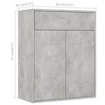 vidaXL Buffet Gris béton 60x30x75 cm Bois d'ingénierie