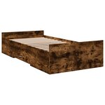 vidaXL Cadre de lit et tiroirs chêne fumé 75x190 cm bois d'ingénierie