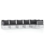 vidaXL Salon de jardin avec coussins 6 Pièces blanc acier