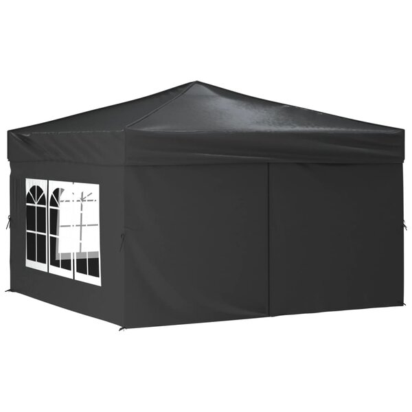 vidaXL Tente de réception pliable avec parois Anthracite 3x3 m