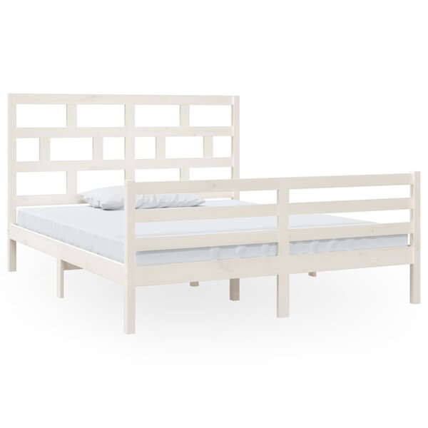 vidaXL Cadre de lit Blanc Bois de pin massif 160x200 cm