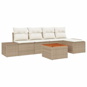 vidaXL Ensemble de canapé de jardin 6 Pièces Beige et crème polyrotin