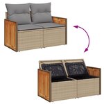 vidaXL Canapé de jardin avec coussins 2 places beige résine tressée