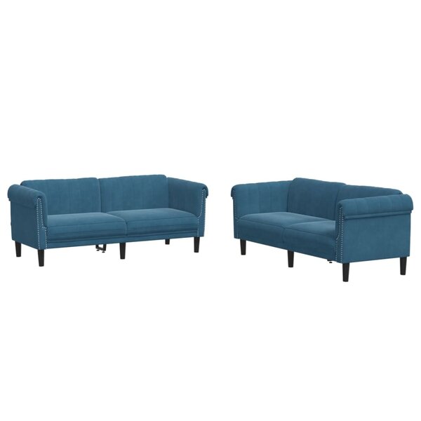 vidaXL Ensemble de canapés 2 Pièces bleu velours