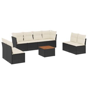vidaXL Salon de jardin 9 Pièces avec coussins noir résine tressée