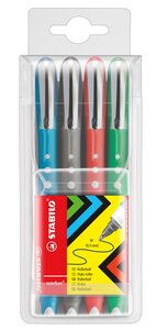 Etui de 4 Rollers WORKER Colorful Encre Liquide 100 Grip Tracé 0 5 mm STABILO