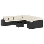 vidaXL Salon de jardin 11 Pièces avec coussins noir résine tressée