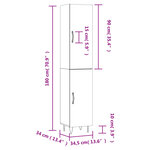 vidaXL Buffet haut Blanc brillant 34 5x34x180 cm Bois d'ingénierie