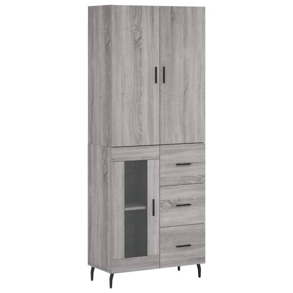 vidaXL Buffet haut Sonoma gris 69 5x34x180 cm Bois d'ingénierie