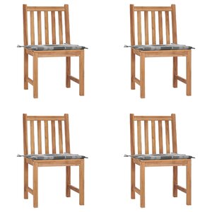 vidaXL Chaises de jardin lot de 4 avec coussins Bois de teck massif