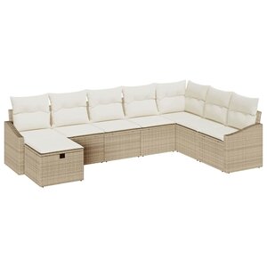 vidaXL Ensemble de canapé de jardin avec coussin 8 Pièces polyrotin